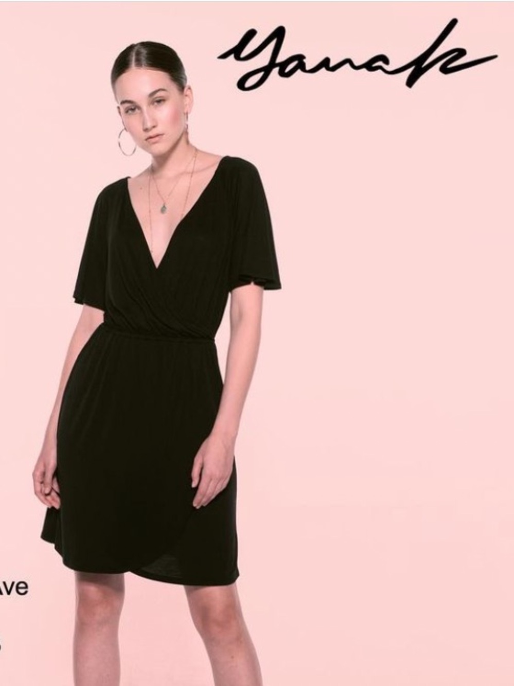 SOLD 😎Yana k Black V-Neck Short sleeve wrap dress summer dress travel dress